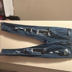 Women Distressed cut out Blue Jeans